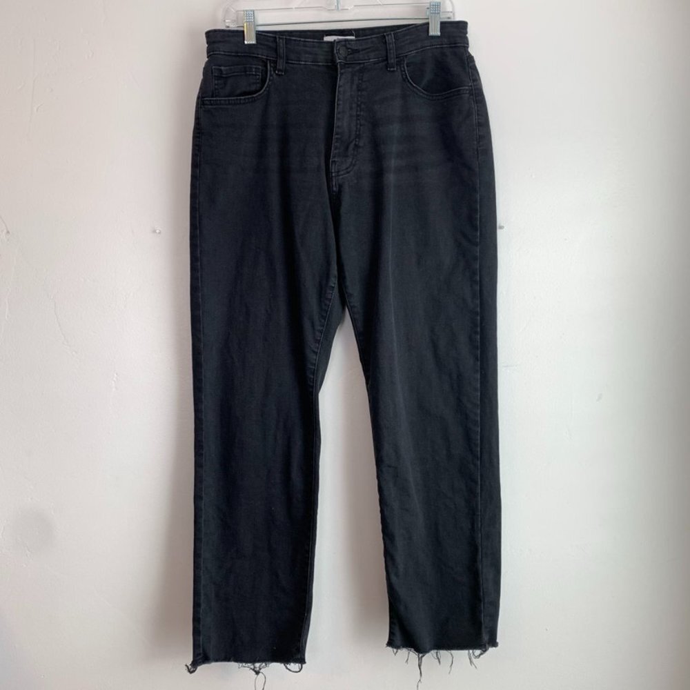 Forever 21 Black Raw Hem Straight Leg Jeans